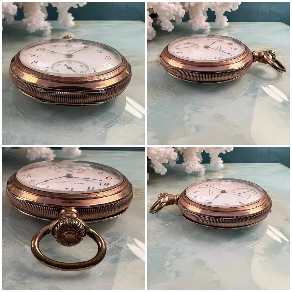 ILLINOIS WATCH CO Antique 11 Jewel Pocket Watch in 10k Gold Filled Dueber Case